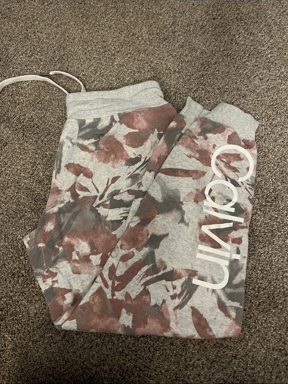 Calvin Klein Girls' Gray, Mauve & Charcoal Floral Joggers
